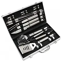 GZYF Kit Churrasco na Grelha 18 Peças de Aço Inoxidável com Estojo de zenamento