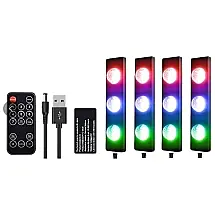 Luz LED Automotiva Decorativa Interna DC 12V 4 Peças à Prova Dágua Sensor de Música, LETOUR 13, Amarelo