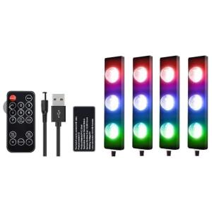 Luz LED Automotiva Decorativa Interna DC 12V 4 Peças à Prova Dágua Sensor de Música, LETOUR 13, Amarelo