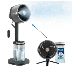 Ventilador Shark FlexBreeze Pro Mist pedestal e de mesa, com névoa integrada, indoor & outdoor, cinza carvão, com fio e sem fio, 110V