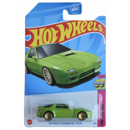 Carrinho Hot Wheels 89 Mazda Savanna RX 7 FC3S Verde 1:64, Coleção HW The 80s 410,Mattel