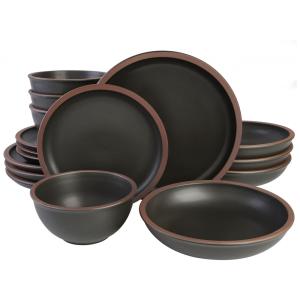 Aparelho de Jantar Coupe com 16 Peças em Terracota Serve 4 Pessoas, Gibson Elite Lagos, Preto