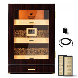 Umidor de Charutos Woodronic para 150 Charutos, com Luz de LED, Gaveta para Acessórios, Higrômetro Digital e Divisor de Cedro Espanhol