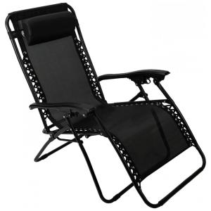 Cadeira Reclinável Ajustável Gravidade Zero com Apoio de Cabeça, Pacific Pass, Preta