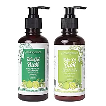Shampoo e Condicionador 250 ml Natural para Cabelos Cacheados e Prevenção da Queda, M MILAGANICS HERBALLY INSPIRED, Verde