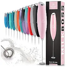 Espumador Elétrico de Leite a Bateria, ZULAY KITCHEN No Stand 12,500 RPM, Rosa