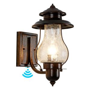 SNC Arandela Luminária Clássica Externa de Parede à prova dágua com Sensor, Base E26, 1 Unidade, SCNYCUL, Marrom