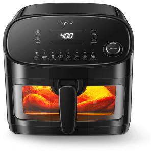 KYVOL Fritadeira Elétrica AirFryer, Capacidade 6L, 8 Predefinições, 110V, Preta
