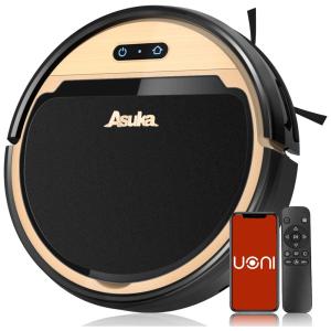 Aspirador de Pó Robô com Conexão via APP WIFI e Auto Esvaziamento, 110V, UONI, Dourado e Preto