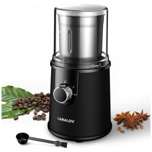 LaraLov GR01 Moedor de Café e Grãos Elétrico Profissional 80g, Aço Inoxidável, 110V, Preto
