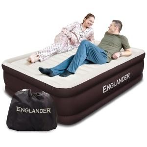 Colchão Cama Inflável Queen Microfibra Bomba de Inflar Interna Cama Mais Alta, Marinho, Marinho, ENGLANDER, Azul Marinho