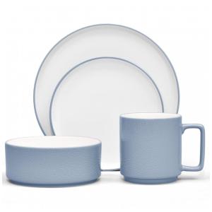 Aparelho de Jantar, Elegância e Sofisticação para Sua Mesa com 4 Peças, Formato Redondo e Estilo Minimalista, Noritake G031-04B, Azul Claro