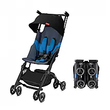 Carrinho de Bebê Ultracompacto e Leve para Todo Terreno com Dossel e Assento Reclinável, GB, Azul Noturno