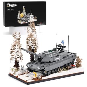 Kit de Construção Tanque Militar Leopard II A7 com 1324 Peças, Nifeliz, Cinza