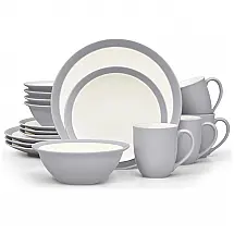 Aparelho de Jantar Noritake 16 Peças Cerâmica Cinza Redondo – Ideal para Todas as Ocasiões