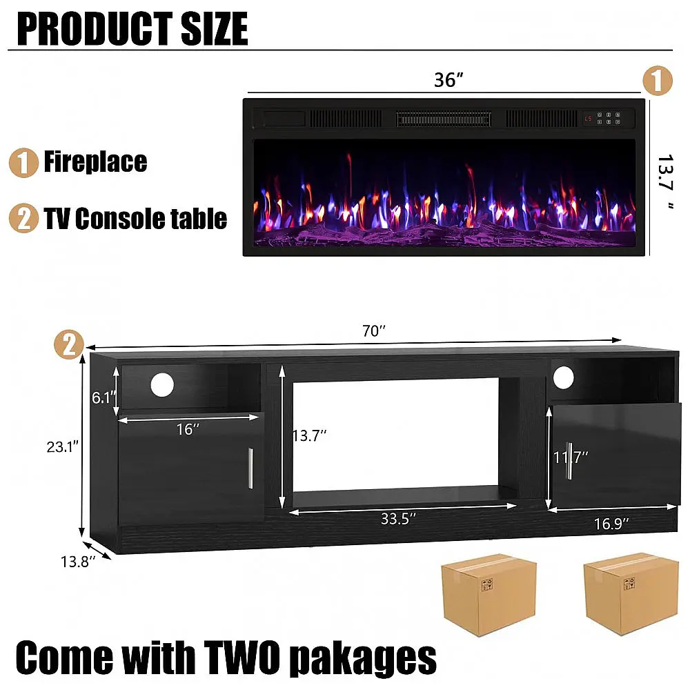 Rack TV Lareira Elétrica Vitesse 85x35cm 1500W 12 Tipos Chamas LED 110V — foto 2