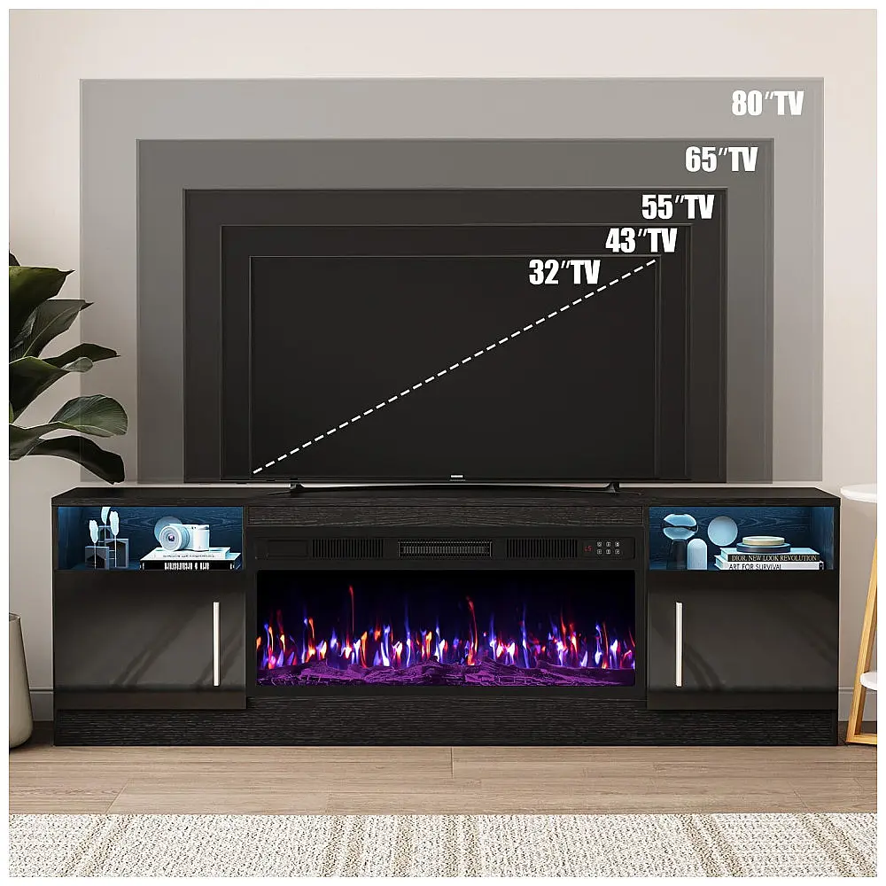Rack TV Lareira Elétrica Vitesse 85x35cm 1500W 12 Tipos Chamas LED 110V — foto 3