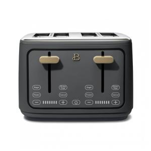 Torradeira elétrica de pão 4 fatias Beautiful Cinza, 1800W, slots extralargos, display touch, funções bagel e congelados, aço inox, 110V