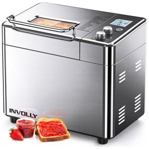 Panificadora Automática de Aço Inoxidável 15 em 1 para até 900g com 3 Tamanhos, 110V 600W, Involly, Prata
