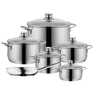 Jogo de Panelas de Indução com Tampa de Vidro, 6 Peças, Cromargem em Aço Inoxidável, WMF 730026040
