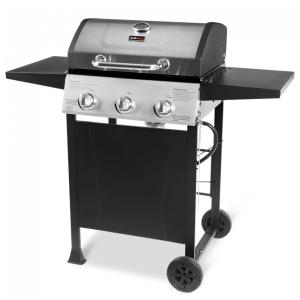 Grill Boss GBC1932M Churrasqueira a Gás com 3 Queimadores e Mesas Laterais em Aço Inoxidável, Preto