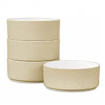 Conjunto de Tigelas, Estilo Minimalista com 4 Peças, Capacidade de 600mL, Material de Porcelana e Formato Redondo, Noritake G029-200D, Creme
