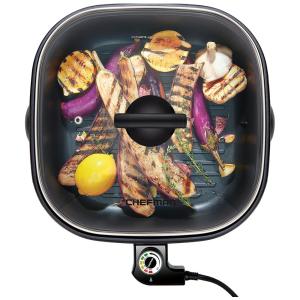 Churrasqueira Elétrica Portátil até 6 Porções, 1200W, 110v, CHEFMAN Electric Grill And Skillet,, Preto