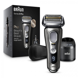 Barbeador Elétrico Masculino Portátil Braun 9465cc com Aparador de Barba ProLift e Suporte de Carregamento, Prata