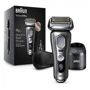 Barbeador Elétrico Masculino Portátil Braun 9465cc com Aparador de Barba ProLift e Suporte de Carregamento, Prata