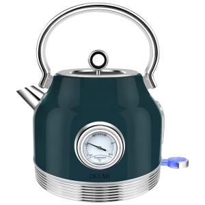 ZKIAH Chaleira Elétrica 1.7L, Aço Inoxidável, c, Desligamento Automático e Interruptor de LED, 110V, 1200W, Verde