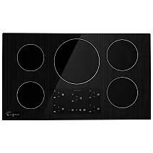 Cooktop Elétrico de Indução para Embutir 36" 91cm, com 5 Queimadores e Superfície em Vidro Cerâmico, 240V, Empava, Preto
