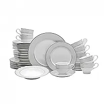 Aparelho de Jantar Mikasa Parchment 40 Peças Porcelana Branco Serviço para 8 Friso de Platina