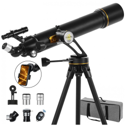 Telescópio de 90mm Diâmetro e 700mm para Entusiastas de Astronomia, Adultos e Crianças, com Base de Montagem Vertisteel AZ, Koolpte.