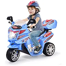 Moto Elétrica Infantil HONEY JOY a Bateria 6V 3 Rodas com Sons e Luzes para Crianças a Partir de 3 Anos, COSTZON, Azul