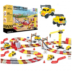 Playset STEM Pista de Corrida Construção com 251 Peças e Carros Iluminados LED, USA Toyz, Amarelo