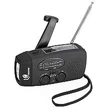Rádio AM FM e NOAA 1000mAh Bateria Solar Manivela de Recarga USB Lanterna LED Cor Preto