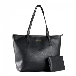 Bolsa de Ombro Feminina em Couro Sintético com Carteira, Montana, Preto