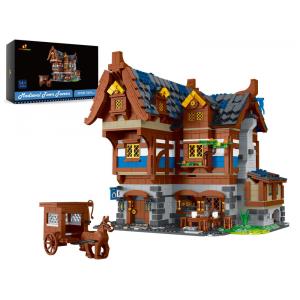 Kit de Construção Taverna Medieval Criativa com 3451 Peças, JMBricklayer, Marrom