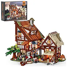 Kit de Construção Cidade Medieval com Luz LED e 2614 Peças, FUNWHOLE