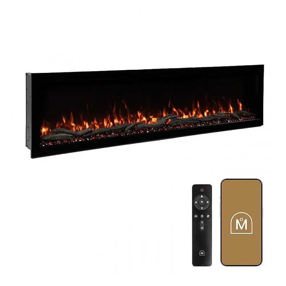 Lareira Elétrica Linear Highmark de 183 cm com Chamas Multicoloridas, Design Elegante e Ventilação Discreta, Fácil Instalação