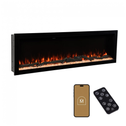 Lareira Elétrica Linear Highmark de 183 cm com Chamas Multicoloridas, Design Elegante e Ventilação Discreta, Fácil Instalação