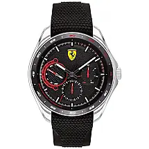 Relógio masculino de aço inoxidável SPEEDRACER de quartzo com pulseira de silicone, FERRARI 0830683, Preto
