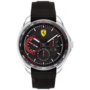 Relógio masculino de aço inoxidável SPEEDRACER de quartzo com pulseira de silicone, FERRARI 0830683, Preto