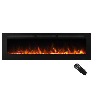 Lareira Elétrica de Embutir A54x184L com Controle Remoto e Chama Ajustável, 110V 1500W, Masarflame, Preta
