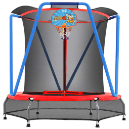 Zupapa Cama Elastica Infantil com Diâmetro e Cesta de Basquete para até 100 kg, Vermelha, Azul