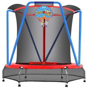 Zupapa Cama Elastica Infantil com Diâmetro e Cesta de Basquete para até 100 kg, Vermelha, Azul