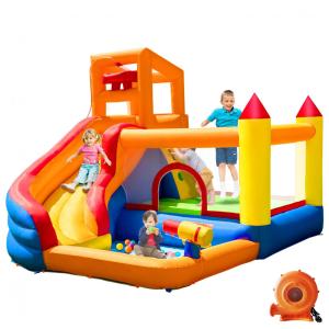 Parque Aquático Inflável HuaKastro com Tobogã - Diversão de Verão para Crianças com Piscina, Pula-Pula e Balde Aquático para Brincadeiras ao