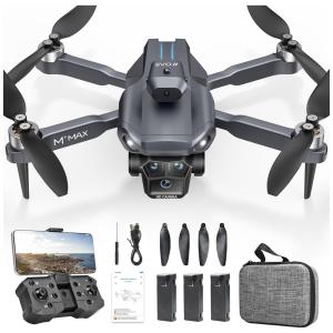 Drone com Motor Sem Escova, Câmera HD 1080P para Crianças e Adultos, Drone FPV Dobrável M°max, 3 Baterias, Giros de 360°, HYTOBP, Preto