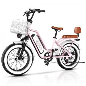 Bicicleta Elétrica para 2 Pessoas, Bateria Removível de 48V 20AH, Motor Potente, Pneu Gordo de 20"x 4.0" para Adultos, Autonomia de 80