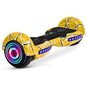 Hoverboard com Luz LED, Auto Equilíbrio, Alto-Falante e Velocidade até 12 km/h para Crianças e Adultos, 110V, SISIGAD, Amarelo